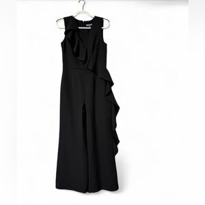 ANTONIO MELANI Black Ruffled Jumpsuit. Size 8